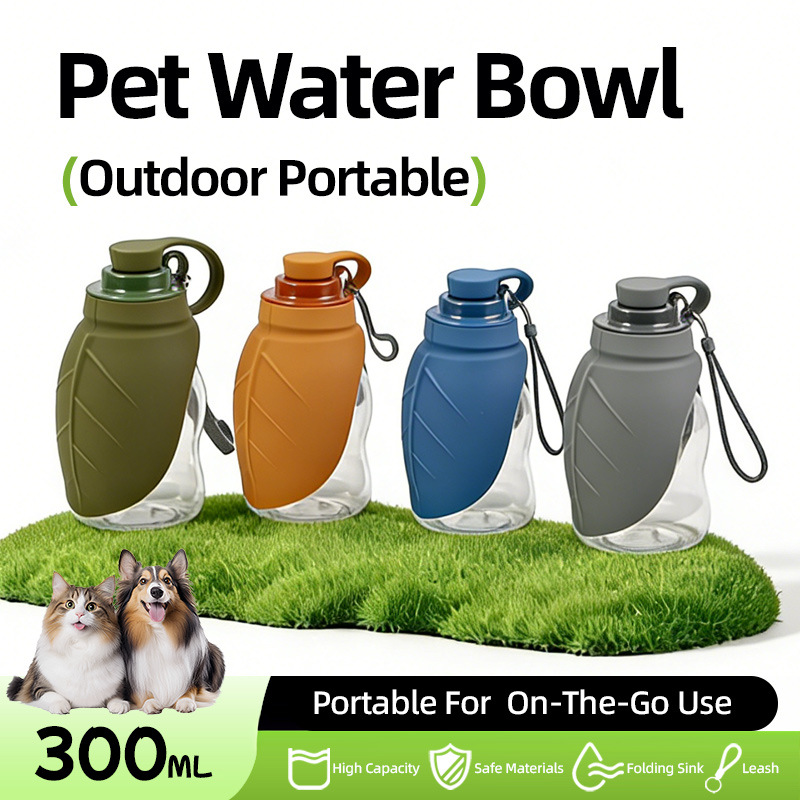 Bouteille d'eau pliable en silicone portable pour animaux de compagnie