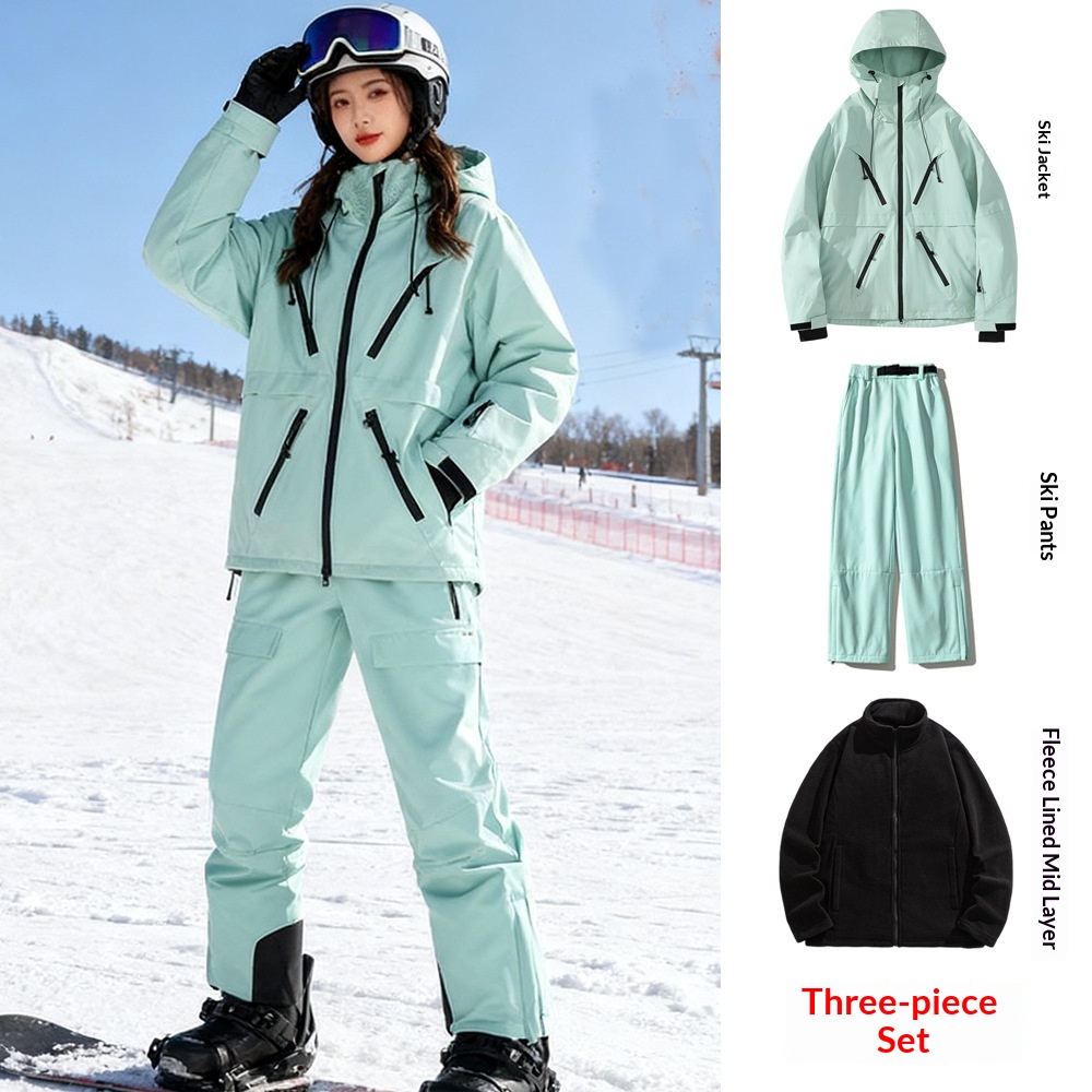 Ensemble de ski imperméable doublé polaire chaud trois pièces
