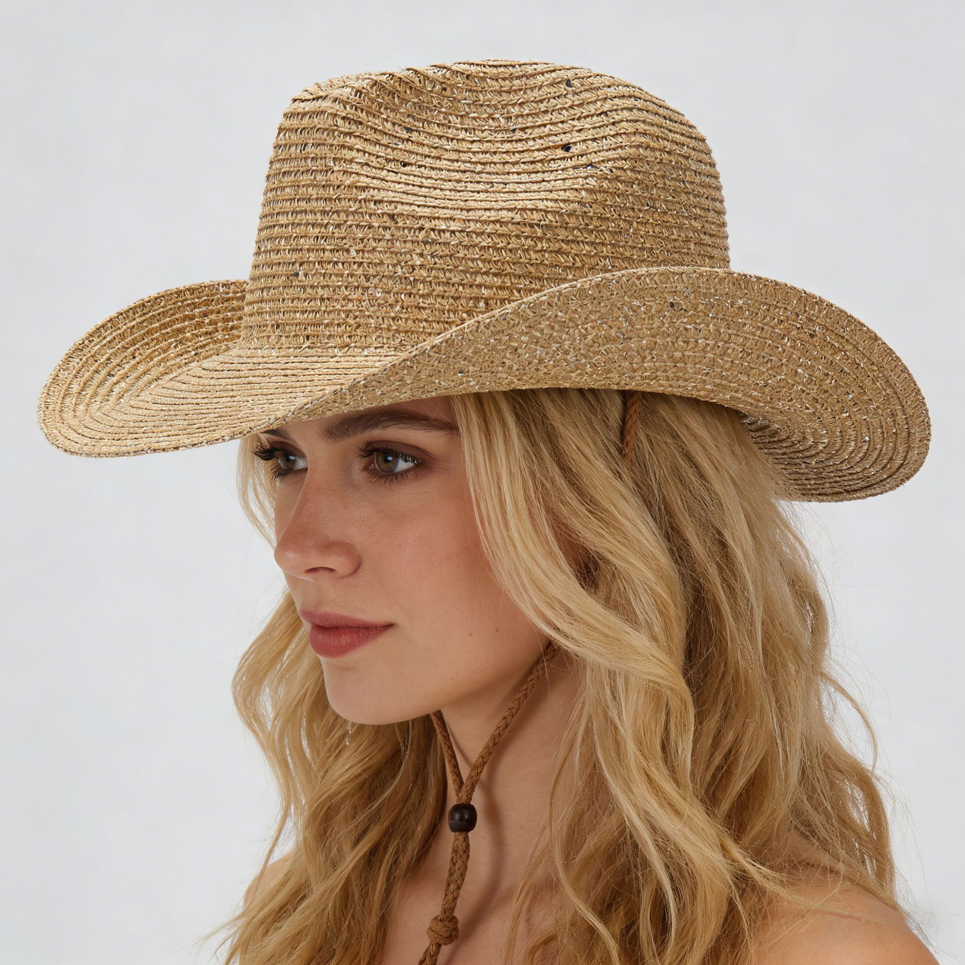 Nouveau chapeau de soleil Panama pour femme, en paille tressée et orné de sequins, coupe-vent.